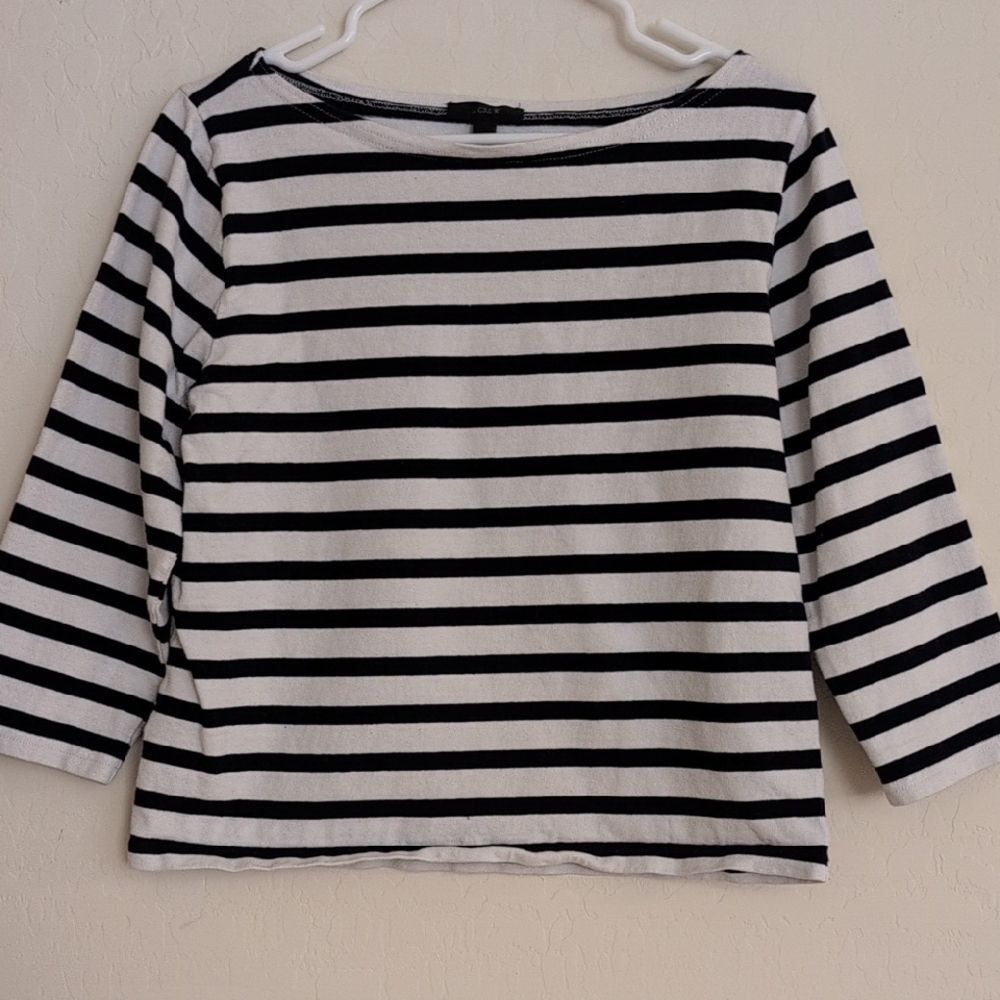 J. Crew Classic Mariner Boatneck T-shirt Stripe Top Navy White - Size M